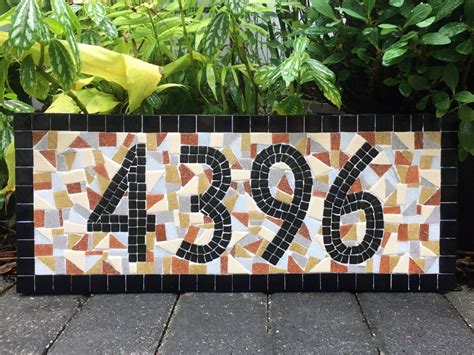 metallic house number mosaic|mosaic house numbers.